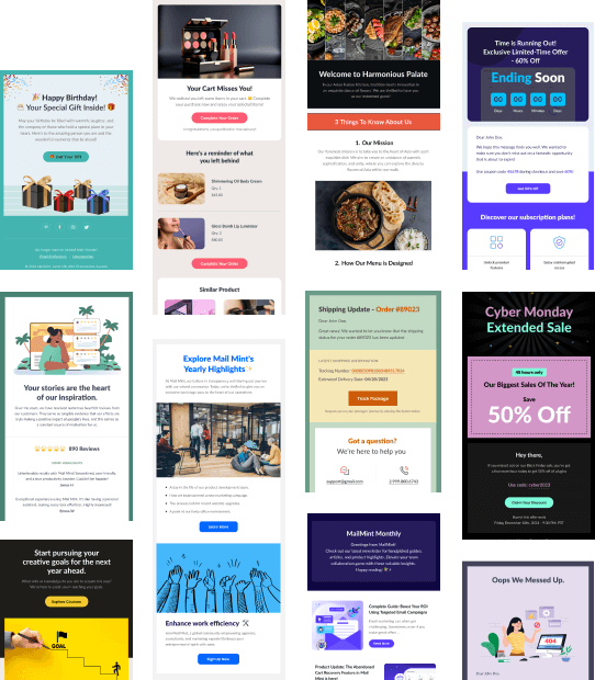 Tons of Pre-built Email Templates to Use in One Click