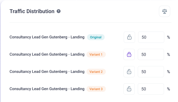 Define the percentage of traffic to be distributed on each variant to avoid losing sales while testing.